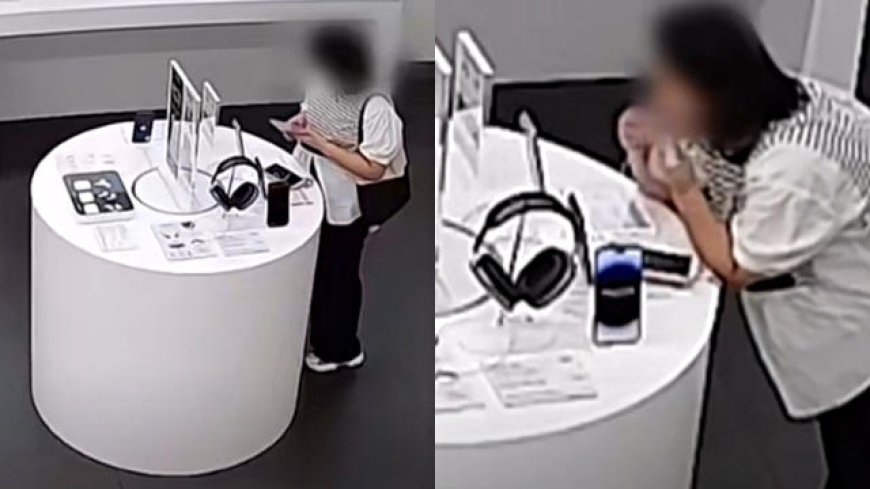 How did the woman steal the iPhone from the Apple store? Incredible video