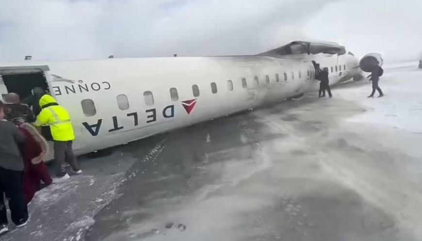 A passenger plane overturned during landing at the airport in Toronto, Canada  Web Desk