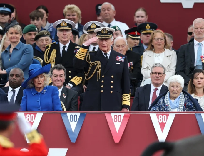 British royal family watches military parade marking start of VE Day events in London